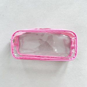 Pink Translucent Strawberry Charm Zippered Makeup Pouch